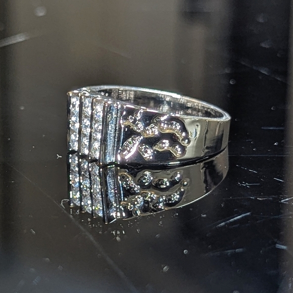 AAQUATIF Other - Luxury Men's Sterling Silver Vintage Debossed Dragon Simulated Diamond R…